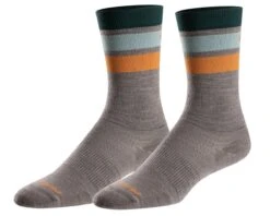 Pearl Izumi Merino Trail 7" Socks (Gravel/Camp Green Stripe) (M)