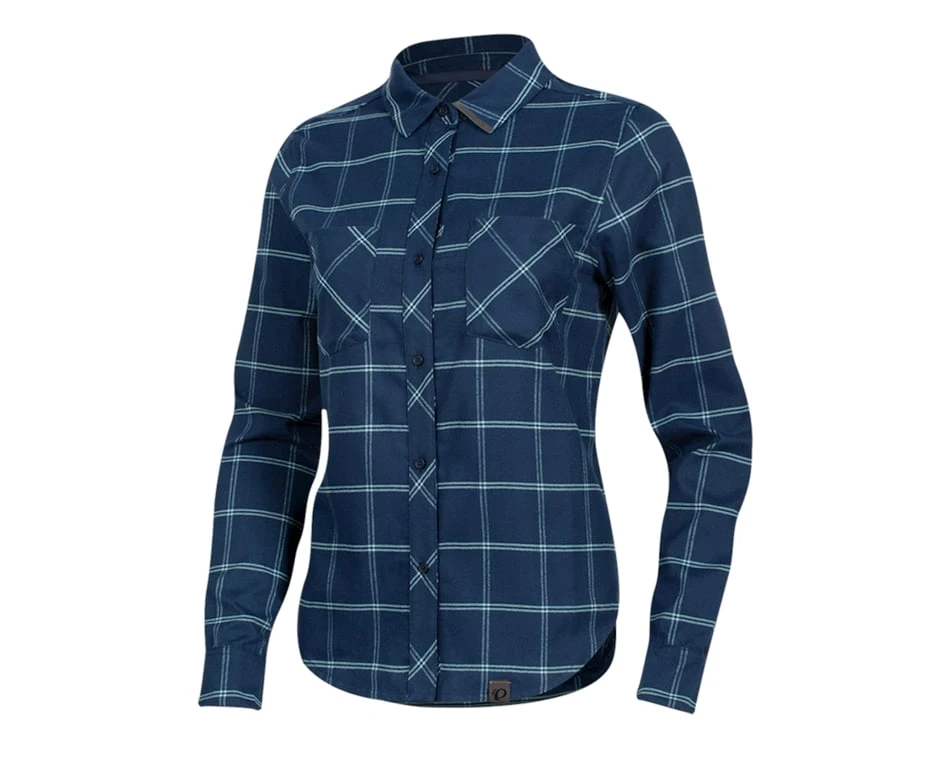 Pearl Izumi Women's Rove Long Sleeve Shirt (Navy/Aquifer Plaid) (XS) 3 Pearl Izumi Women's Rove Long Sleeve Shirt (Navy/Aquifer Plaid) (XS)