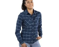 Pearl Izumi Women's Rove Long Sleeve Shirt (Navy/Aquifer Plaid) (XS) 7 Pearl Izumi Women's Rove Long Sleeve Shirt (Navy/Aquifer Plaid) (XS) -Pearl Izumi 172219036pixs 2