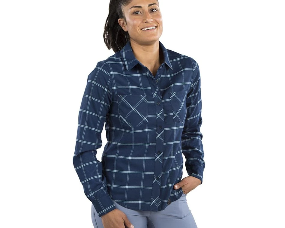 Pearl Izumi Women's Rove Long Sleeve Shirt (Navy/Aquifer Plaid) (XS) 5 Pearl Izumi Women's Rove Long Sleeve Shirt (Navy/Aquifer Plaid) (XS) - Image 3